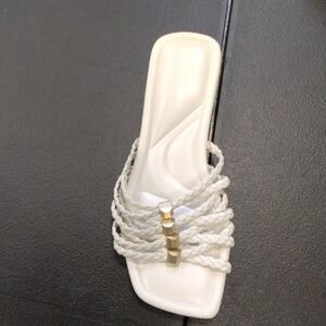Marc Fisher White and Gold Braided Sandal